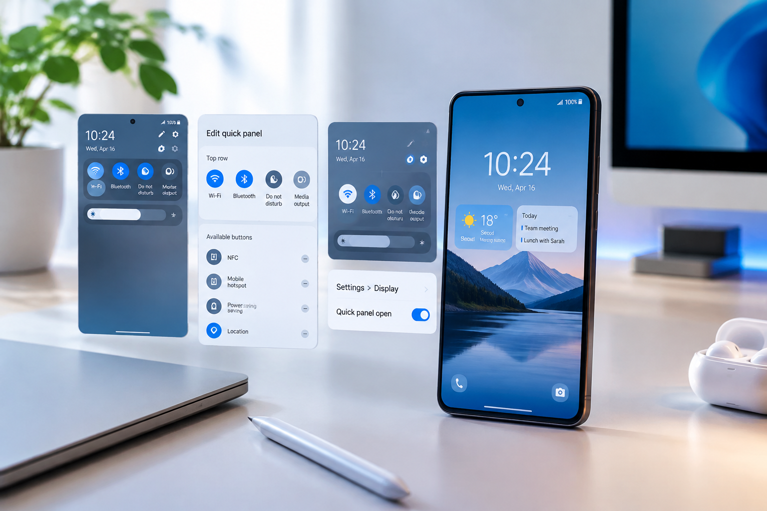 One UI 9.0 개편된 빠른 설정창 레이아웃 및 간편 열기 설정