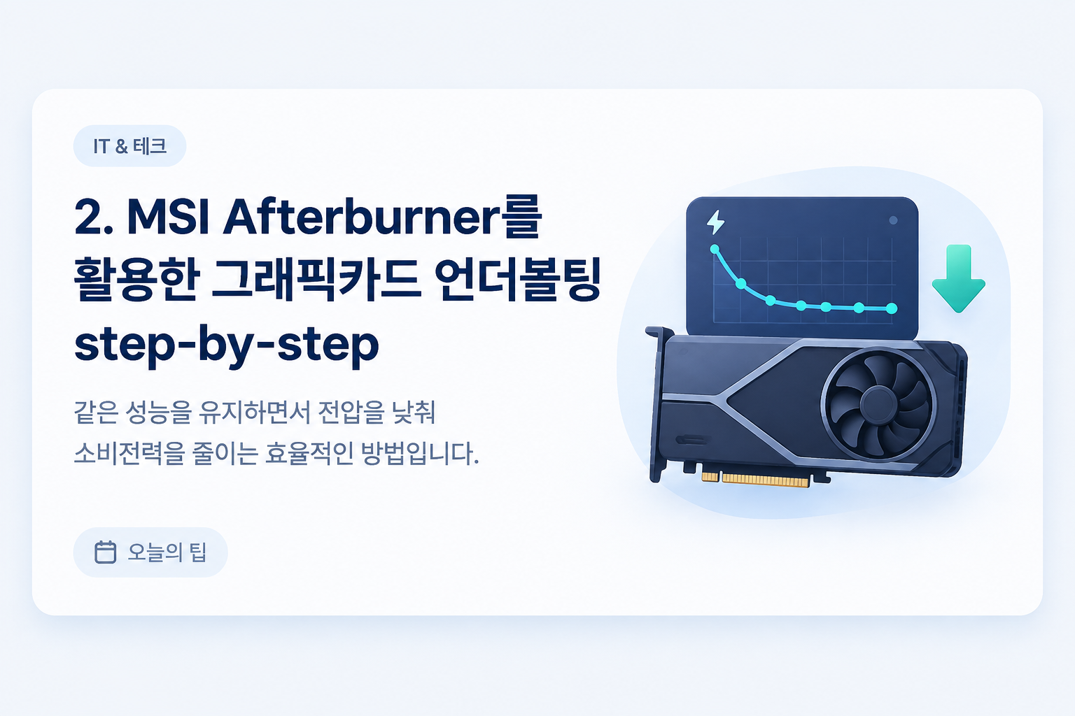 MSI Afterburner 전압 클록 커브 수정 창에서 언더볼팅을 설정하는 화면