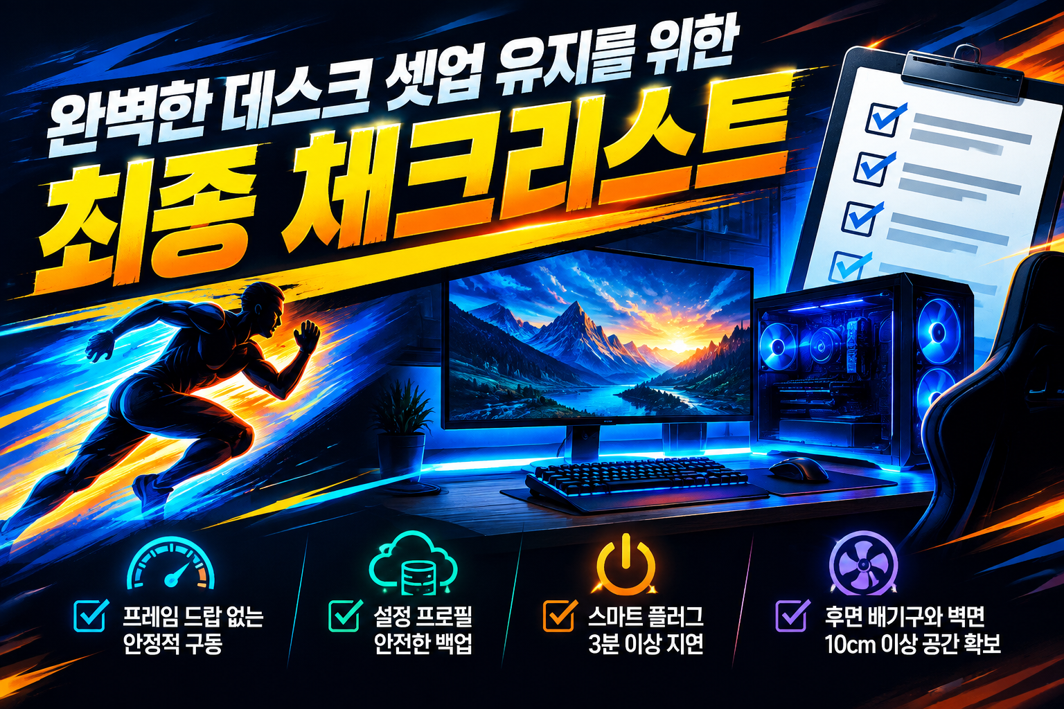 데스크 셋업 유지보수 최종 완료 항목을 체크하는 가이드 이미지