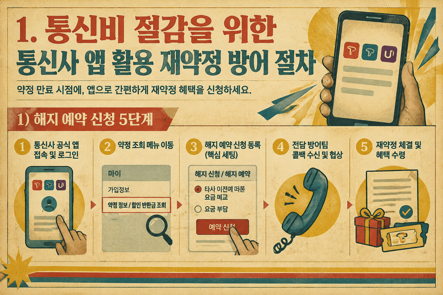 통신사 스마트폰 앱을 활용한 재약정 및 해지 예약 신청 절차
