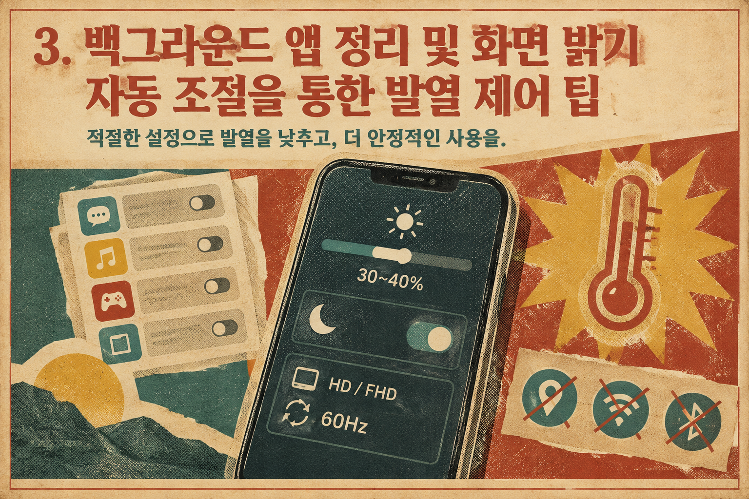 구형 태블릿 배터리 발열 제어를 위한 디스플레이 설정