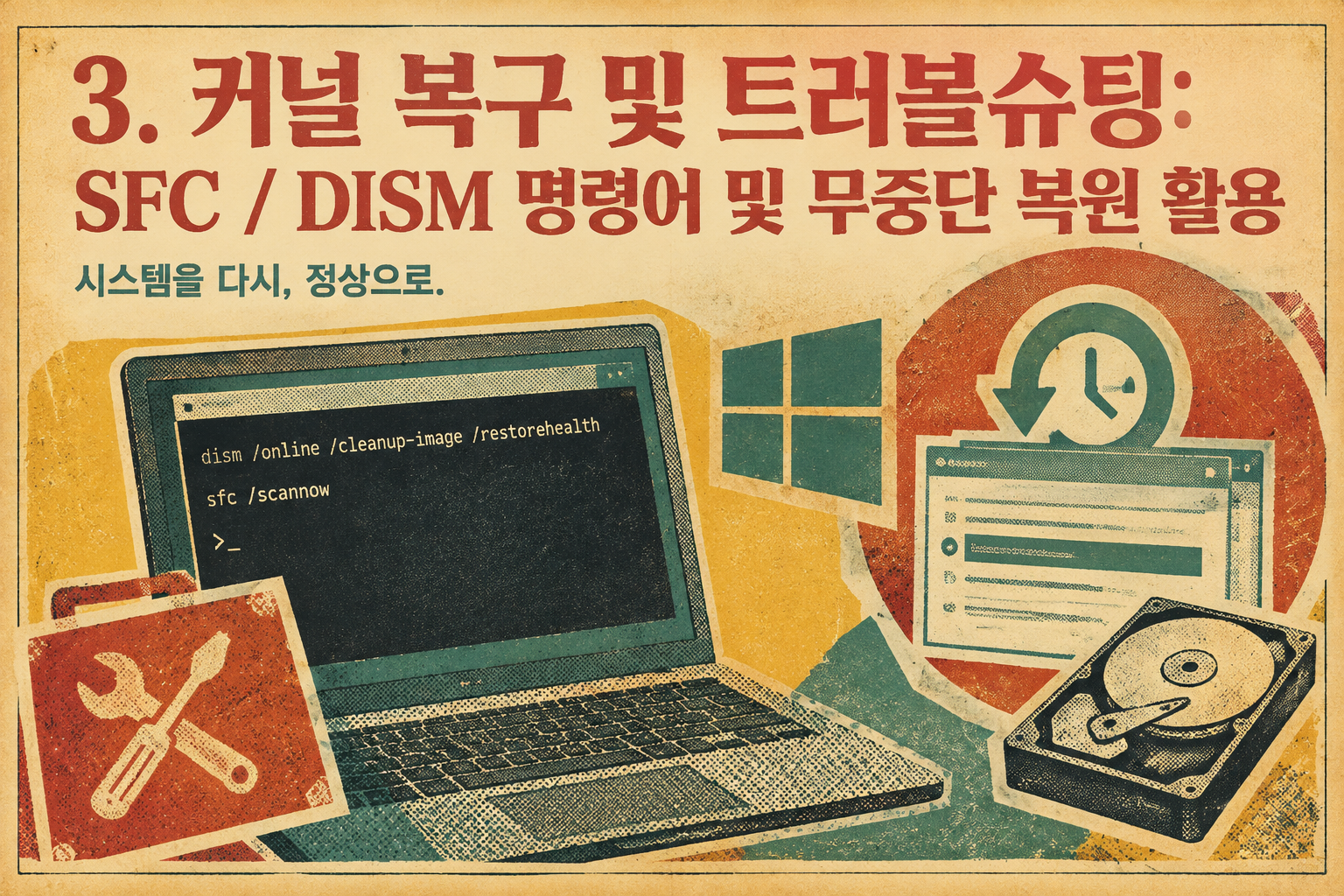 Windows 11 26H2 오류 복구를 위한 SFC 및 DISM 명령 프롬프트 실행