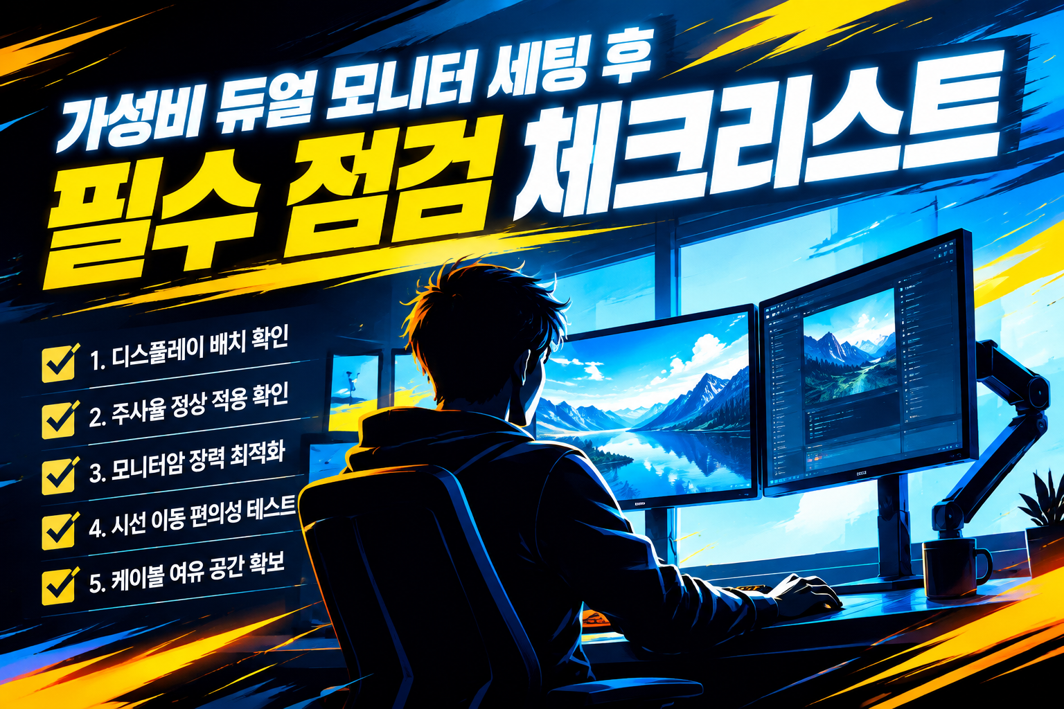 듀얼 모니터 셋업 완료 후 주사율 및 디스플레이 배치 점검 체크리스트