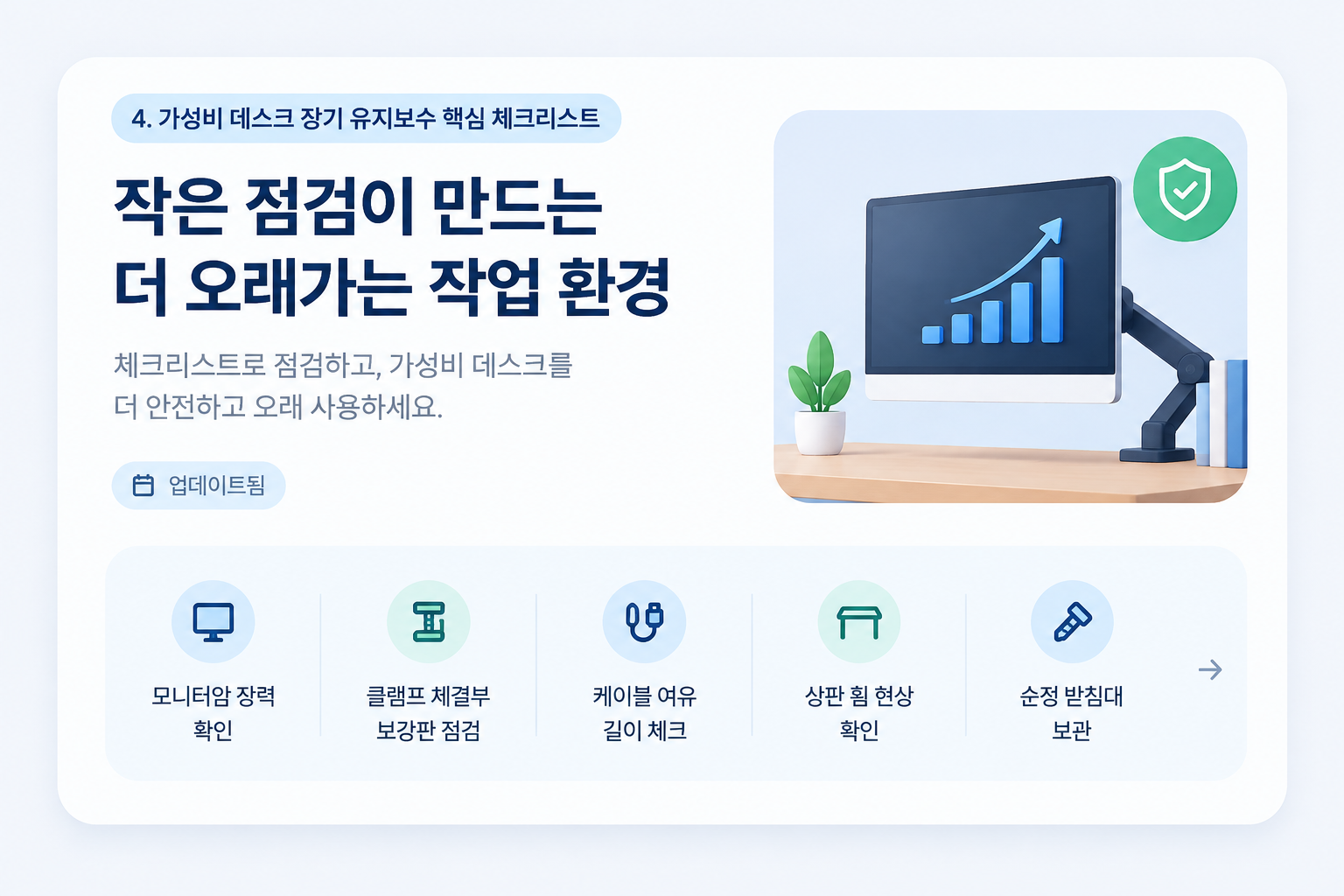 모니터암 세팅 후 장기 유지보수를 위한 핵심 점검 체크리스트