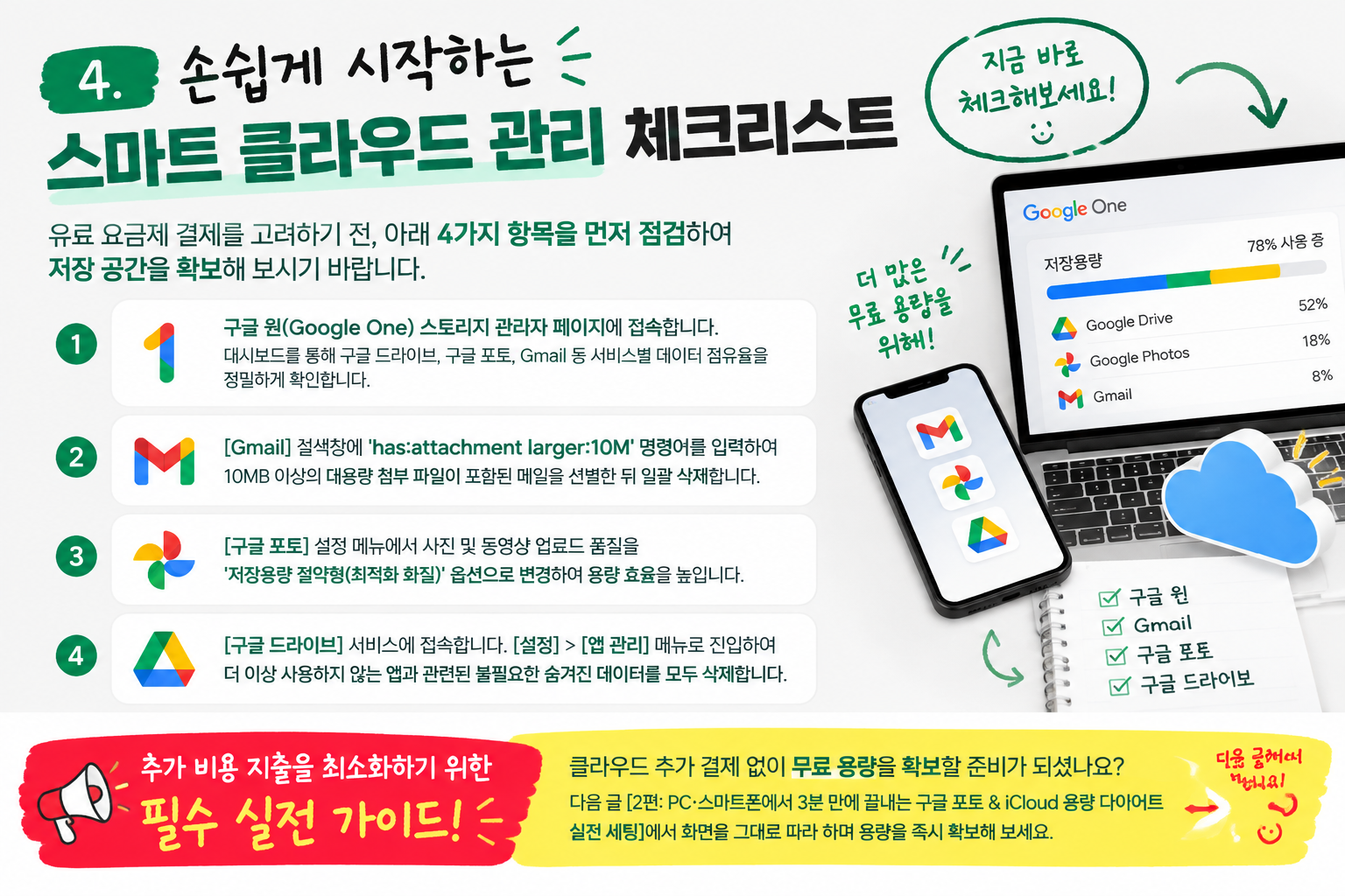 구글 드라이브 용량 정리를 위한 4가지 체크리스트