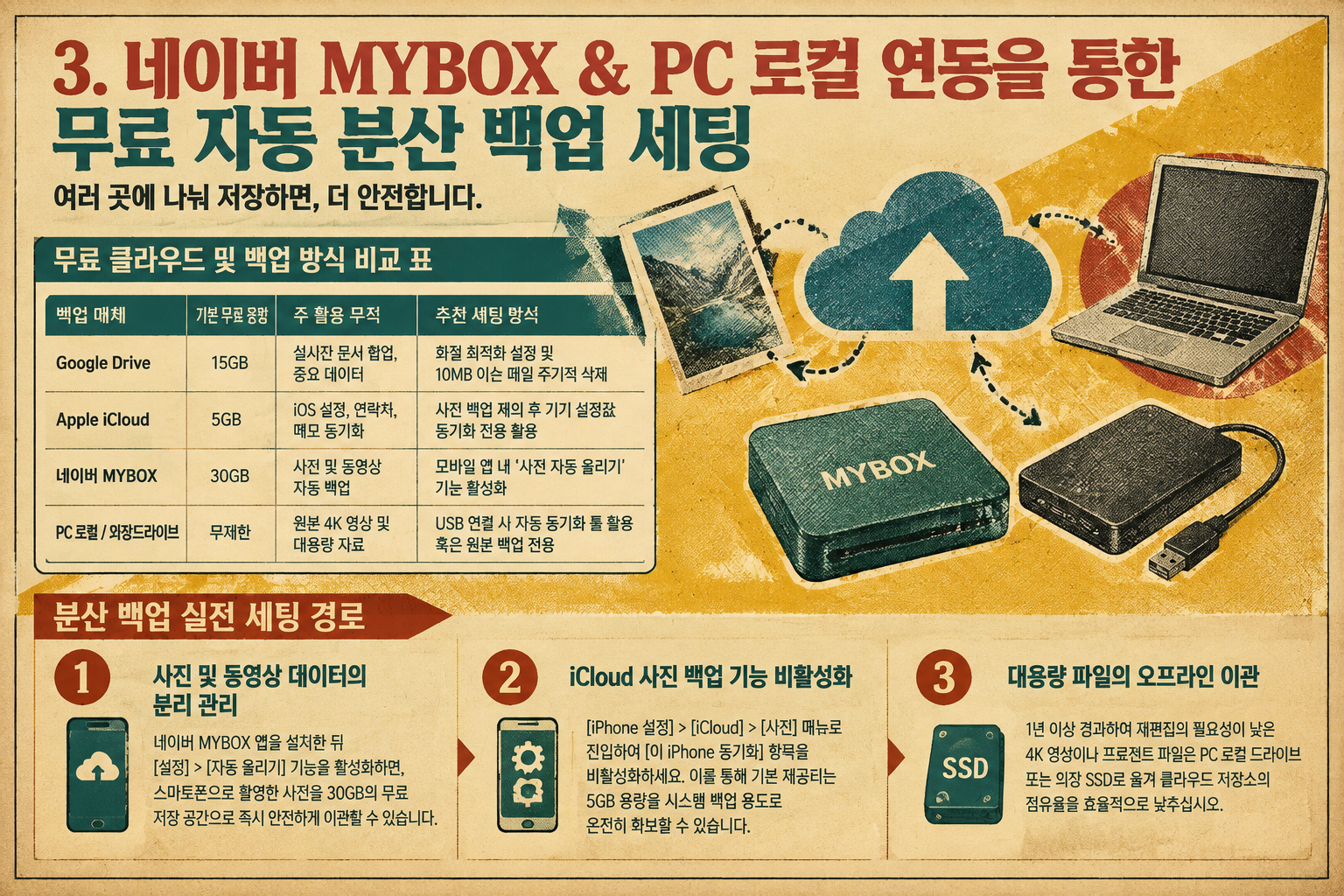 클라우드 용량 정리를 위한 무료 클라우드 서비스 분산 백업 비교표