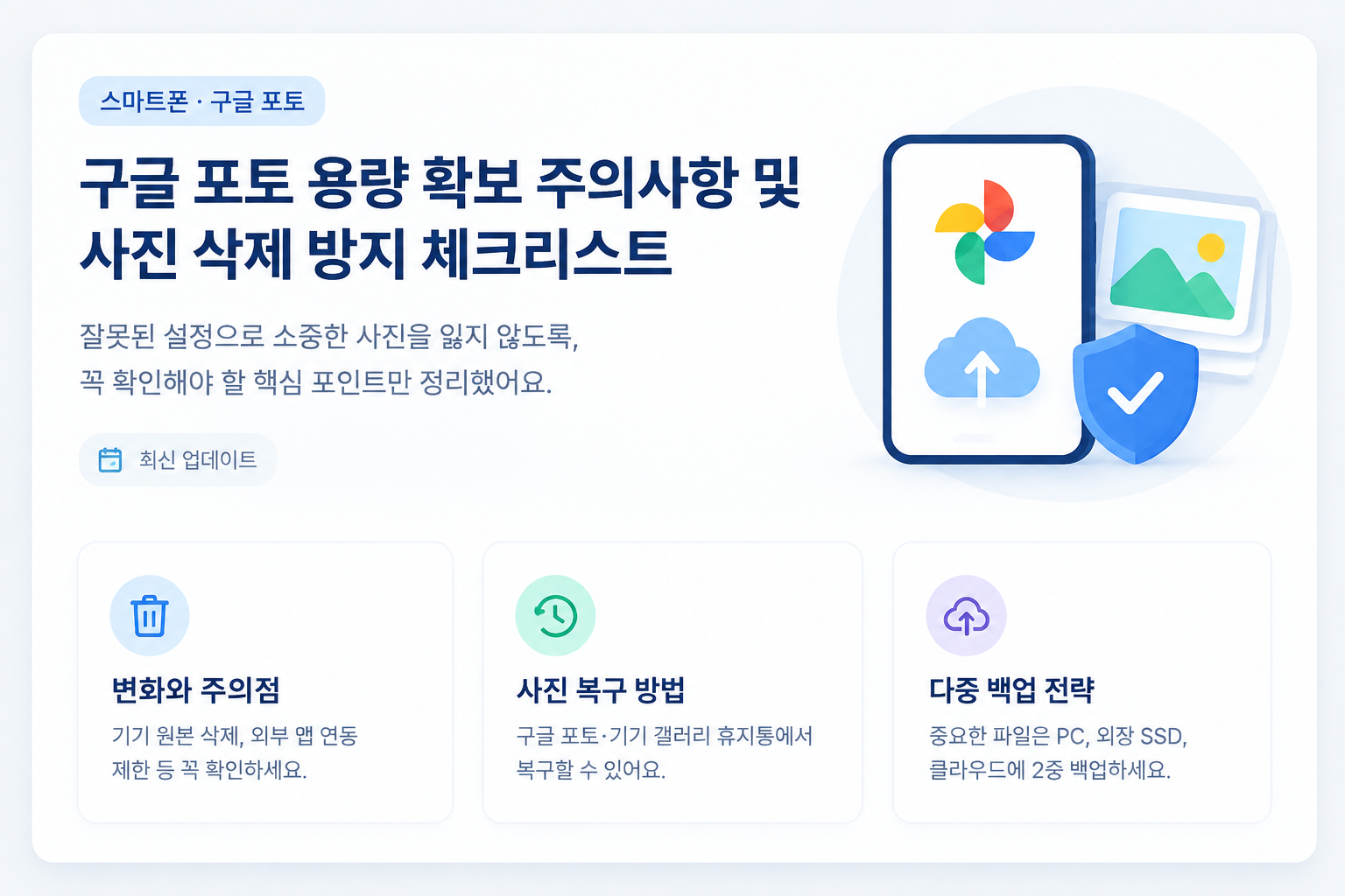 구글 포토 용량 확보 주의사항 및 오프라인 사진 삭제 방지 가이드
