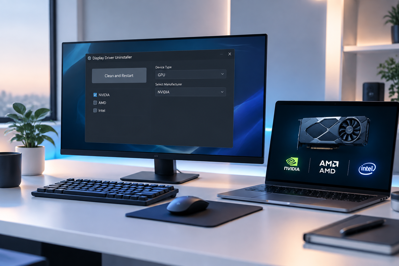 안전모드에서 DDU(Display Driver Uninstaller)를 실행하여 GPU 그래픽 드라이버를 정리하고 재시작하는 과정