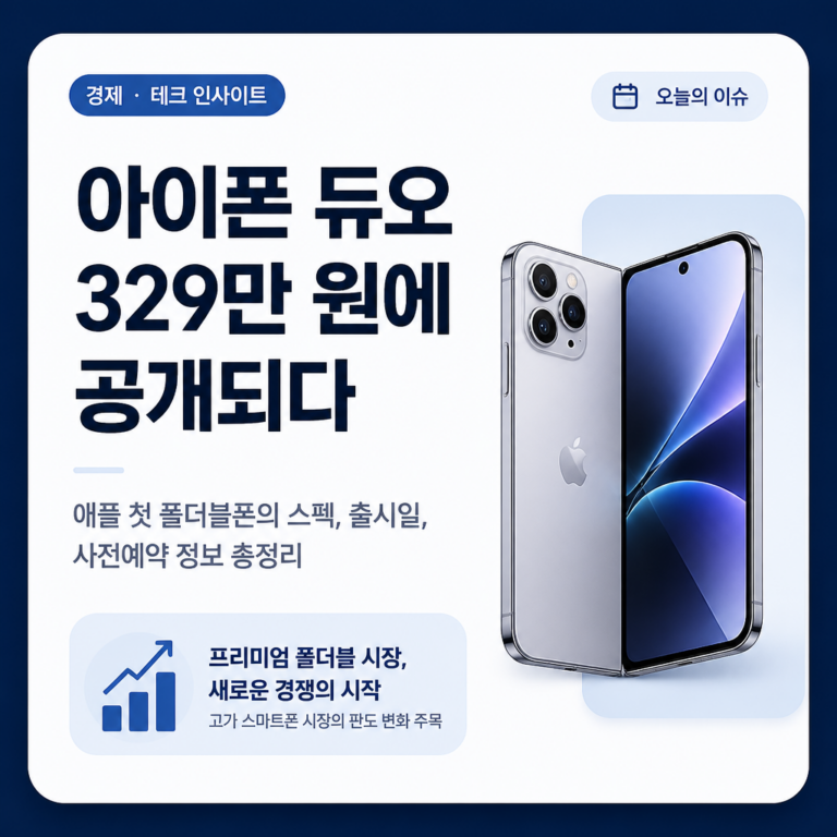 아이폰 듀오 329만 원에 공개되다: 애플 첫 폴더블폰의 스펙, 출시일, 사전예약 정보 총정리