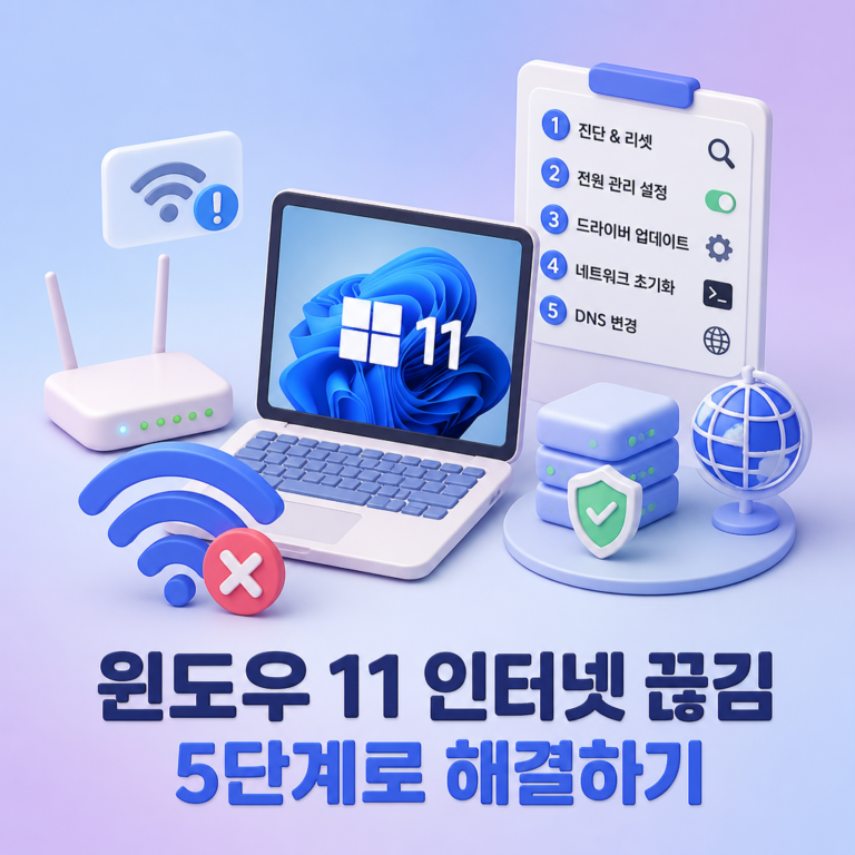 윈도우 11 인터넷 끊김 현상을 해결하는 5가지 확실한 방법