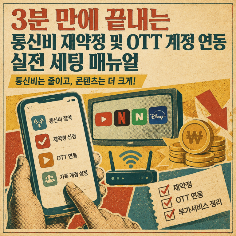 통신비 절감 세팅 매뉴얼: 3분 만에 끝내는 재약정 & OTT 연동