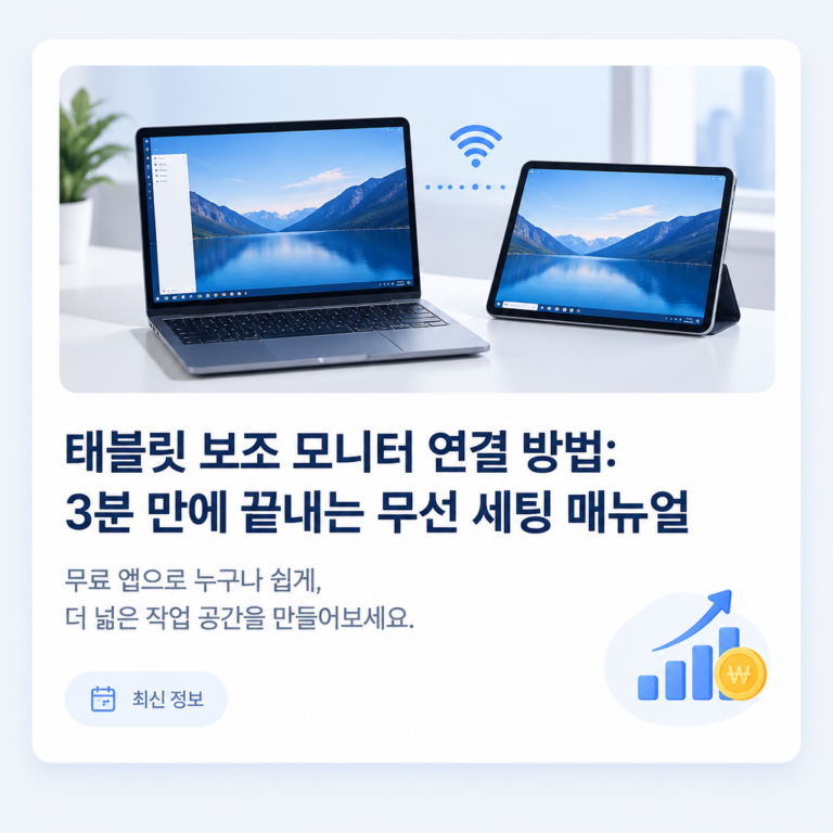 태블릿 보조 모니터 연결 방법: 3분 만에 끝내는 무선 세팅 매뉴얼