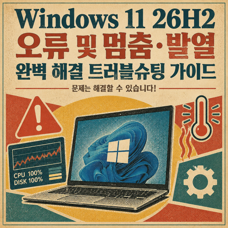 Windows 11 26H2 오류 및 멈춤·발열 완벽 해결 트러블슈팅 가이드