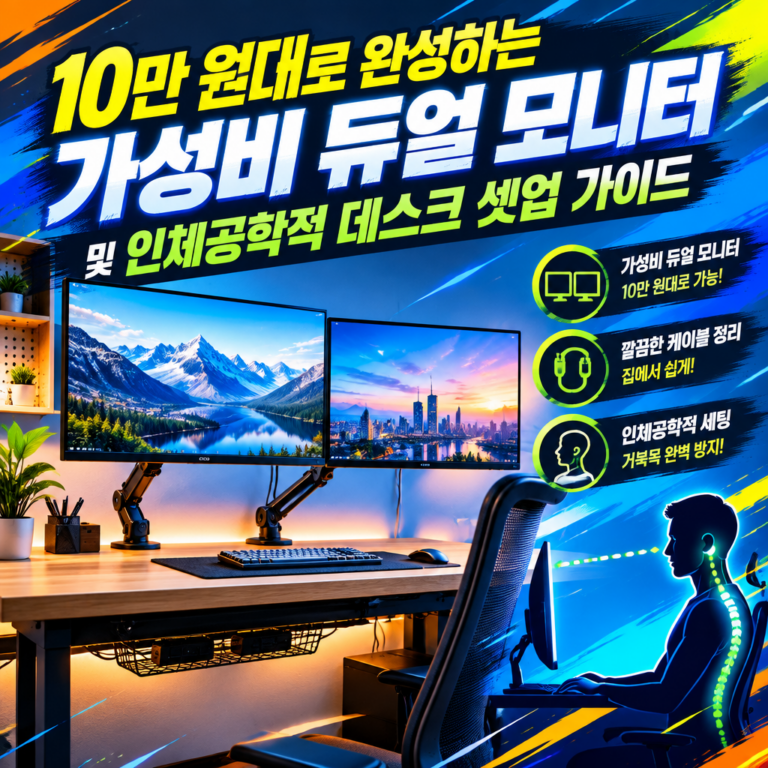 듀얼 모니터 셋업 가이드: 10만 원대 인체공학 데스크 완성하기