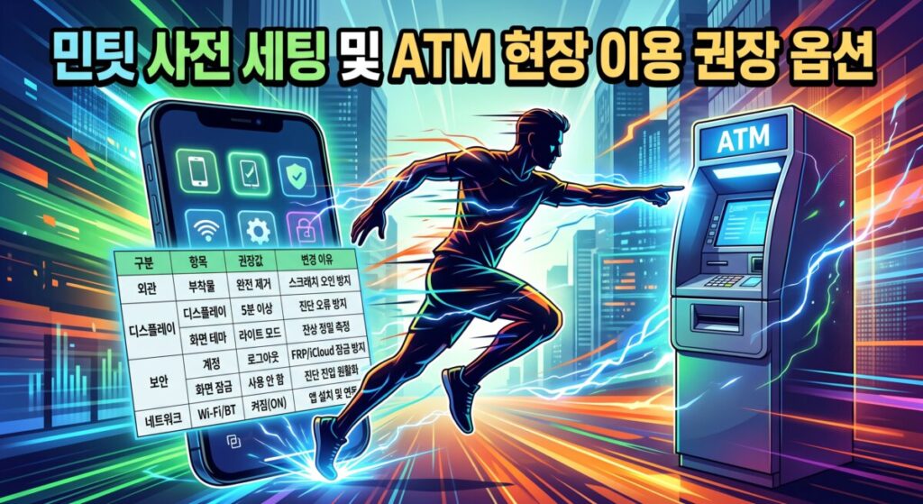 민팃 세팅 매뉴얼 항목별 권장 설정값 및 ATM 이용 전 필수 체크리스트