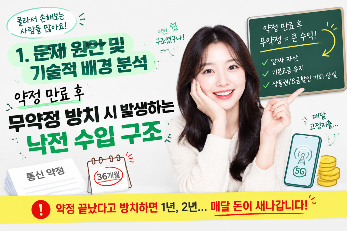 인터넷 재약정 혜택과 약정 만료 후 무약정 방치 시 발생하는 낙전 수입 구조 비교