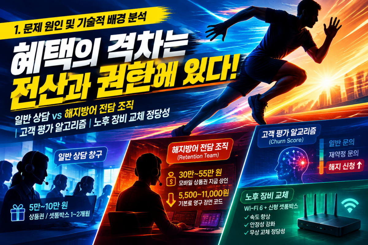 통신사 일반 상담 창구와 해지방어 전담 조직(Retention Team)의 전결권 격차 메커니즘