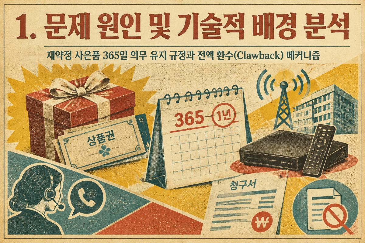 인터넷 재약정 사은품 365일 의무 유지 규정 및 전액 환수(Clawback) 메커니즘 분석