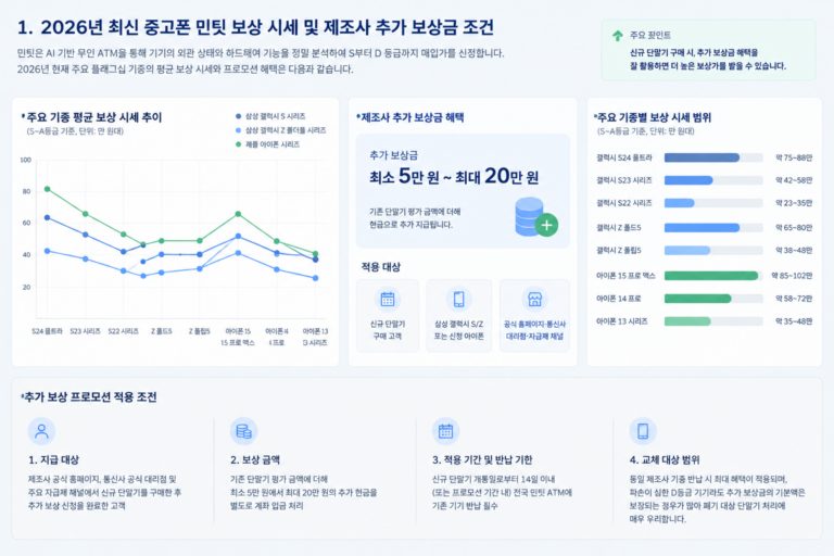 2026년형 중고폰 민팃 보상 최신 시세와 추가 보상금 수령 전략 완벽 가이드