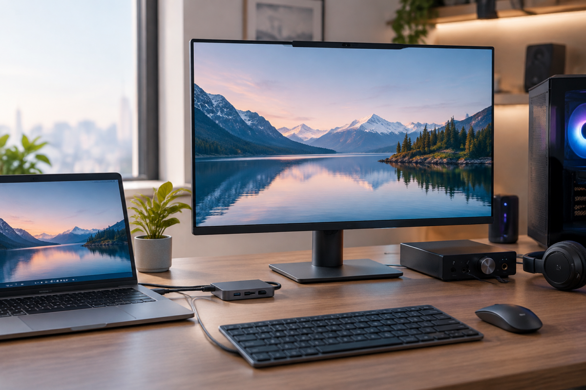 모니터 USB-C PD 충전 설정과 메인보드 바이오스 ErP Ready 전원 관리 옵션 화면