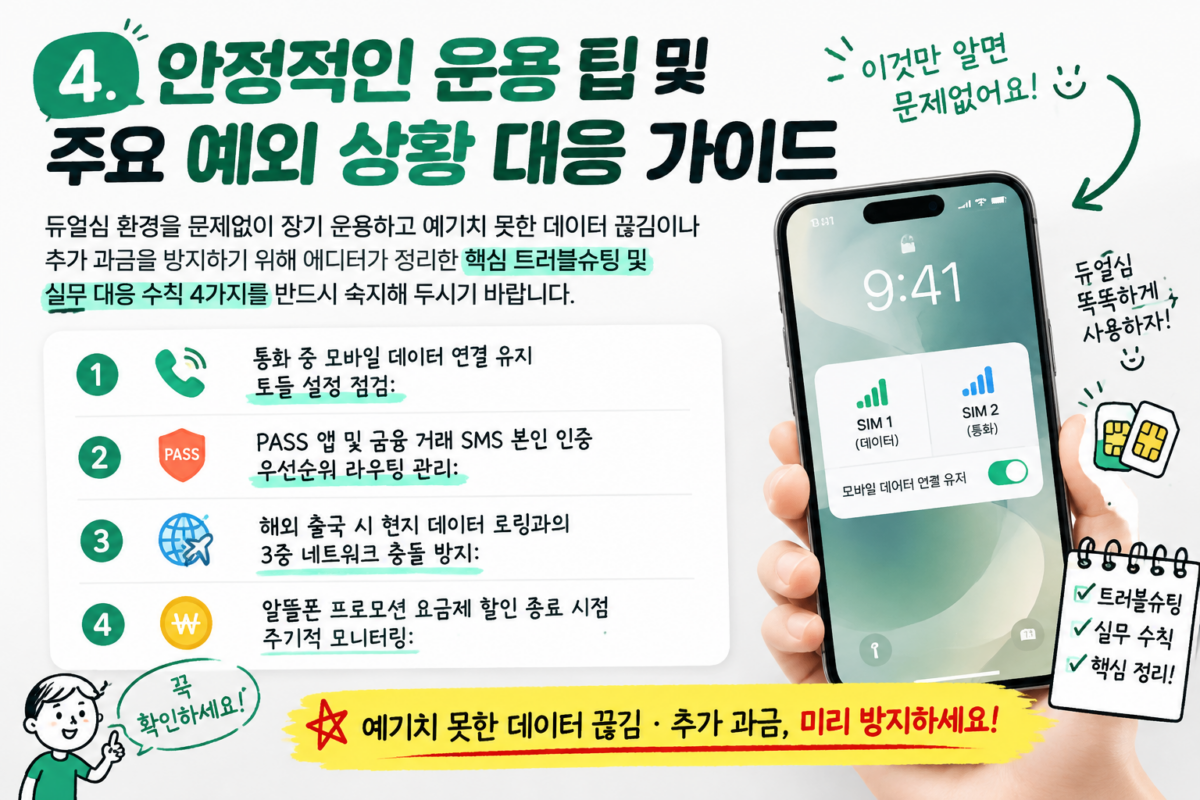 알뜰폰 듀얼심 혜택 유지 및 데이터 라우팅 본인인증 오류 방지 운용 팁