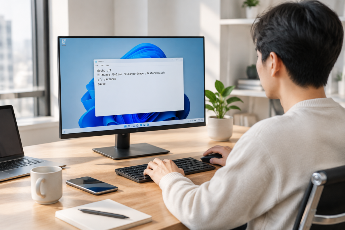 DISM SFC 자동 실행 배치 파일 생성 및 Windows 11 업데이트 후 무결성 점검 요령