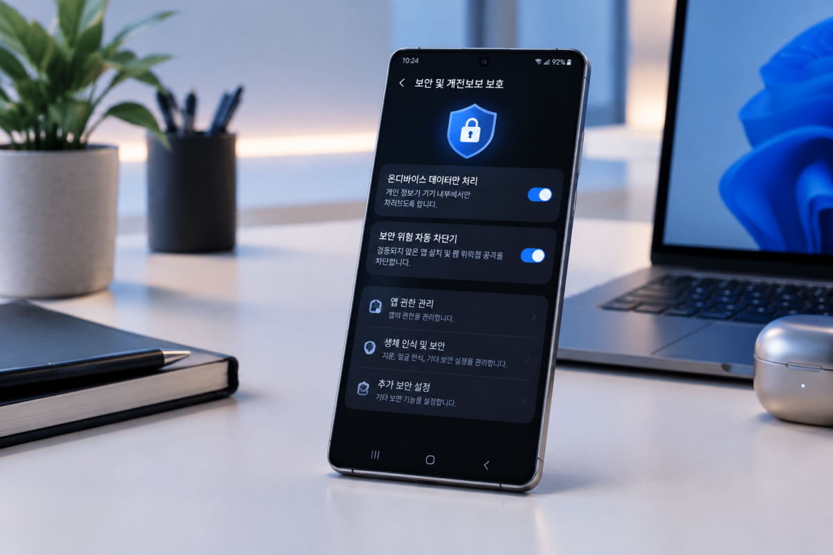 갤럭시 탭 초기 설정 Knox Vault 및 온디바이스 AI 보안 옵션