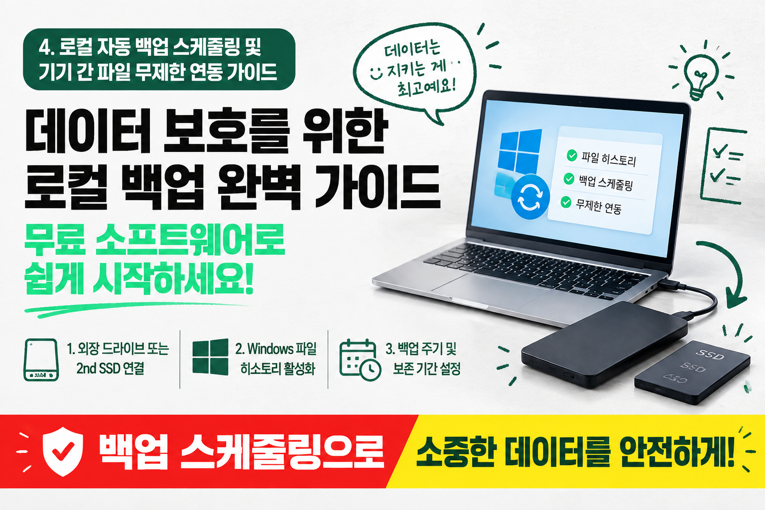 Windows 파일 히스토리 기반 로컬 자동 백업 스케줄링 가이드
