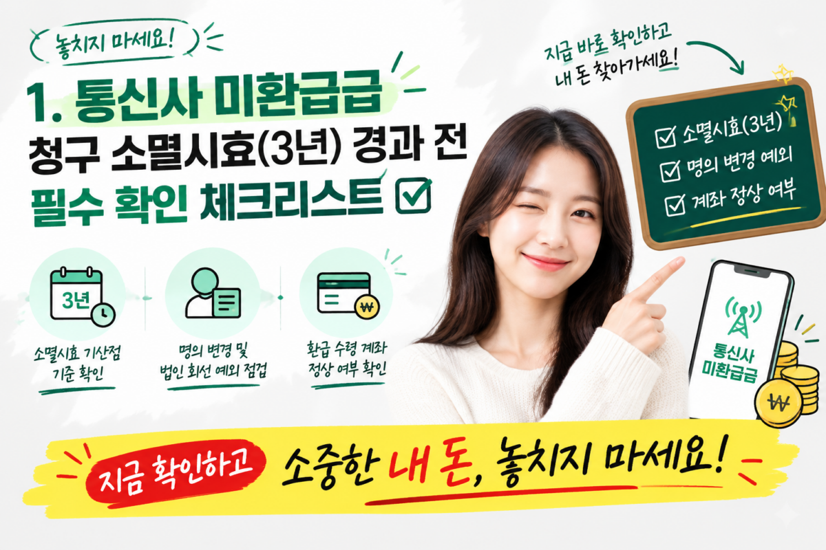 통신사 미환급금 소멸시효 기산점 및 명의 변경 예외 점검 항목 안내