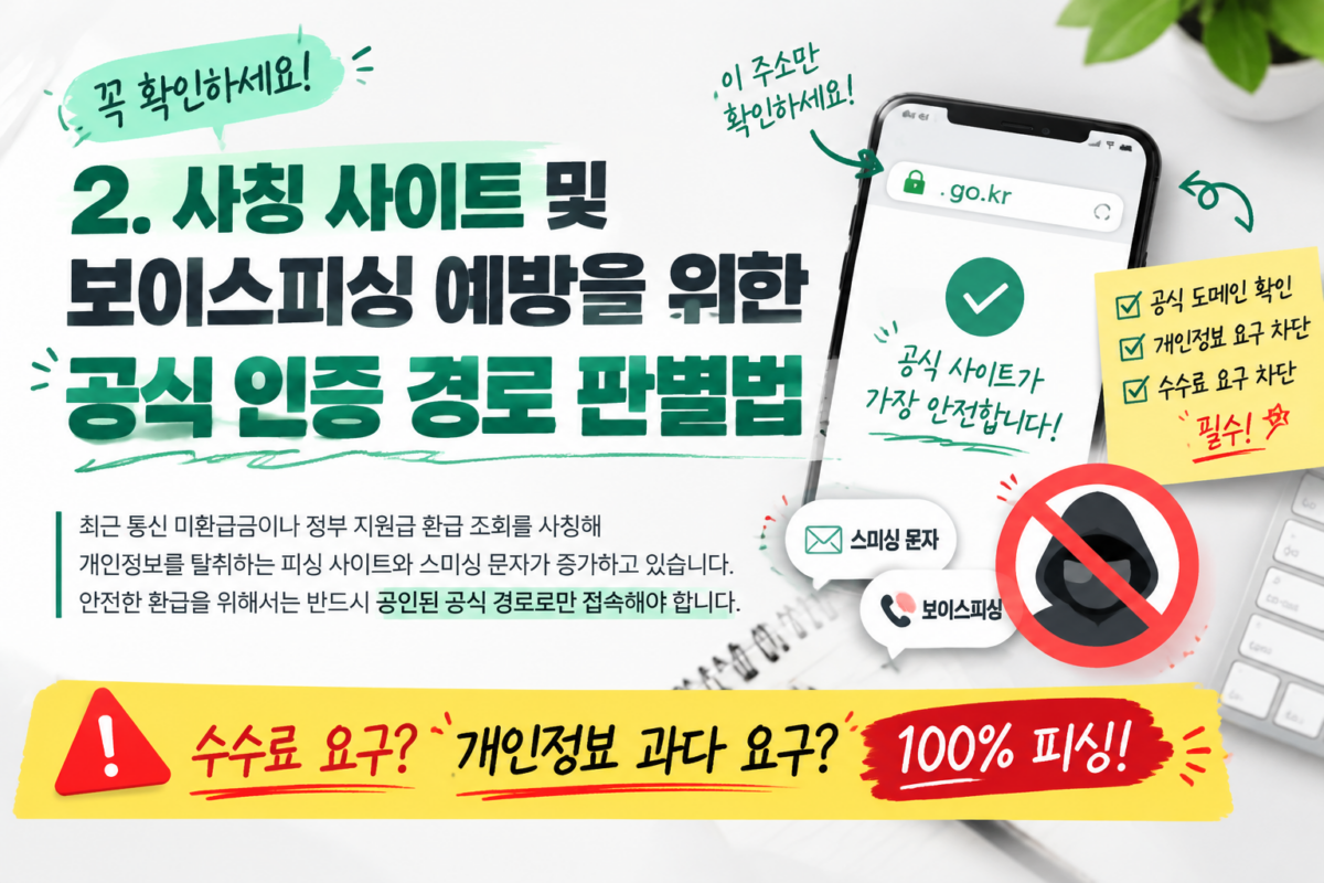 통신사 미환급금 사칭 피싱 사이트 판별 및 공식 인증 URL 도메인 확인 방법