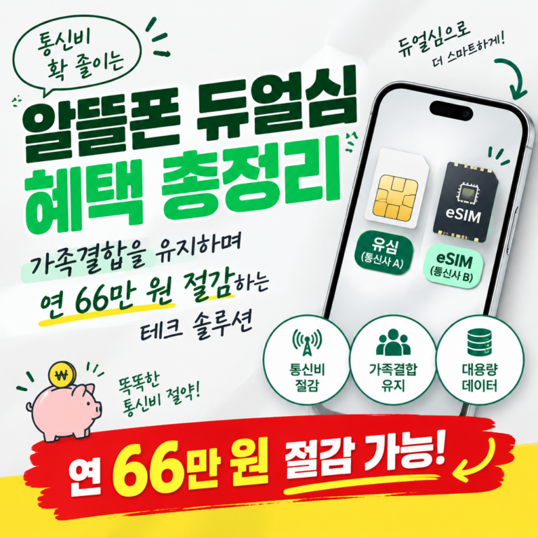 알뜰폰 듀얼심 혜택 총정리: 가족결합을 유지하며 연 66만 원 절감하는 테크 솔루션