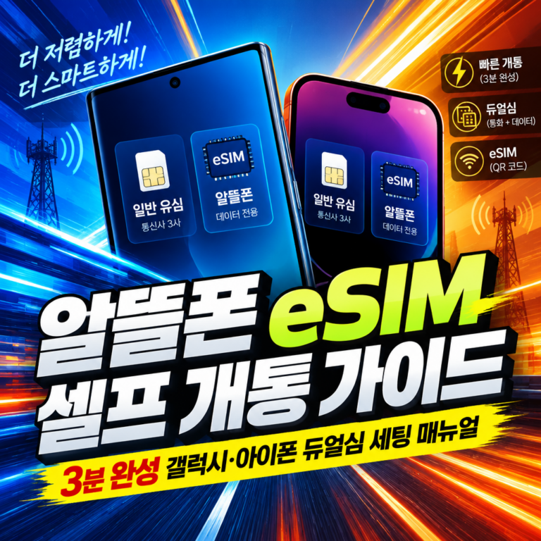 알뜰폰 eSIM 셀프 개통 가이드: 3분 완성 갤럭시·아이폰 듀얼심 세팅 매뉴얼