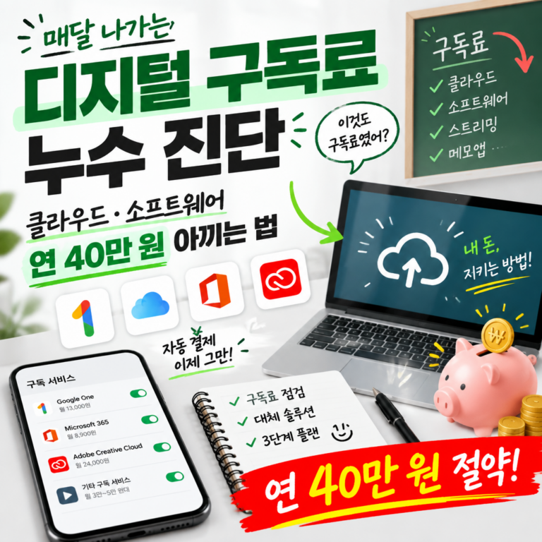 매달 나가는 디지털 구독료 절감 누수 진단: 클라우드·소프트웨어 연 40만 원 아끼는 법
