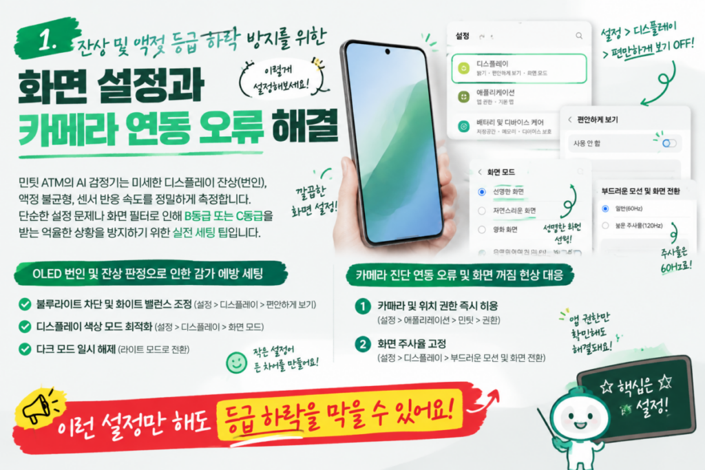 민팃 감가 방지를 위한 OLED 번인 예방 화면 설정 및 카메라 연동 권한 세팅